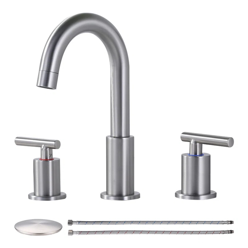 WOWOW 2325200 Widespread Bathroom Faucet 2-handle Bathroom Sink Faucet with Drain Assembly