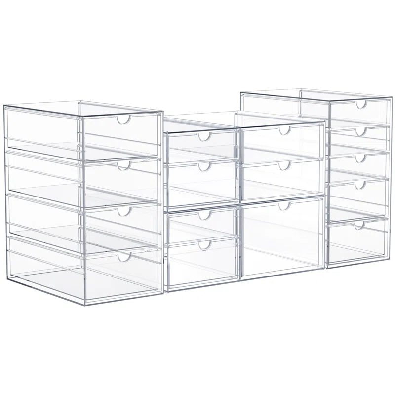 Sorbus Sorbus Clear Storage and Organizer Bins with Drawers,  4 Pcs Stackable Storage Cases for Office, Kitchen, Crafts, and More