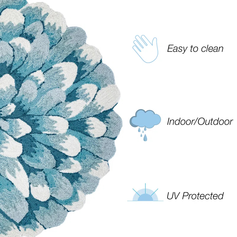 Liora Manne Transitional Rugs Frontporch Mum Indoor/Outdoor Rug Aqua 2'6" X 4'