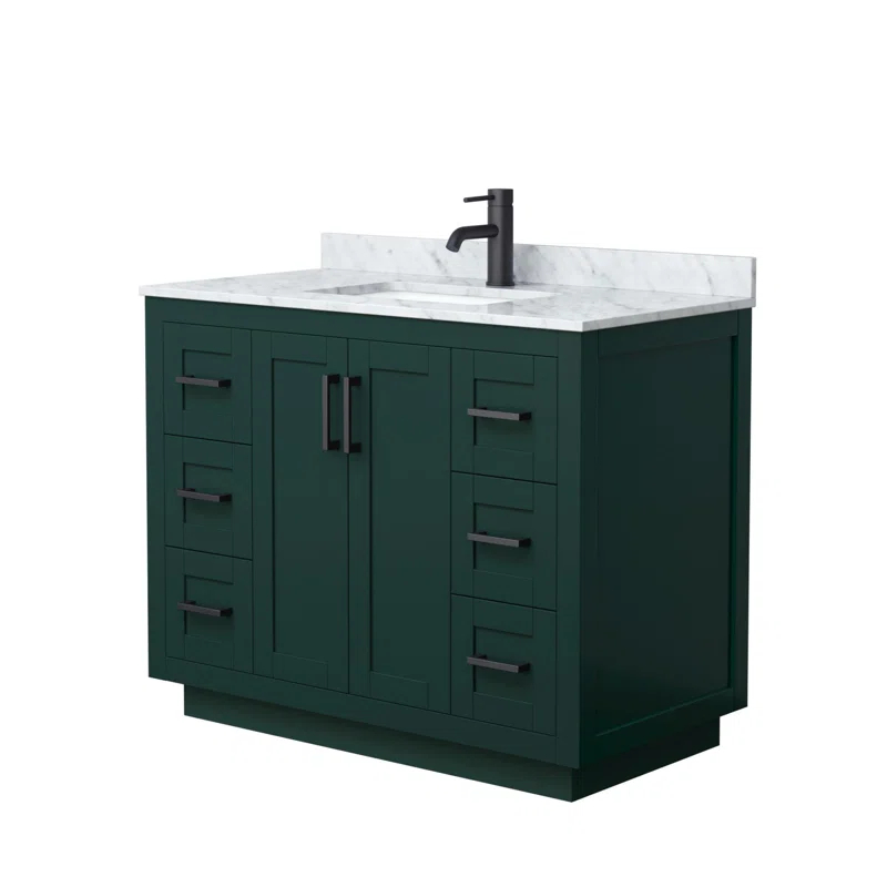 Wyndham Collection Miranda 42" Freestanding Single Bathroom Vanity with Marble Top