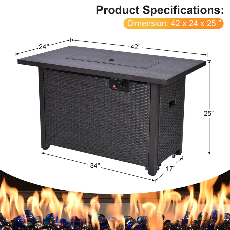 Wade Logan® Bitania Stainless Steel Propane Outdoor Fire Pit Table