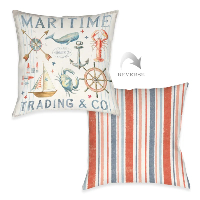 Laural Home Maritime Trading Indoor/Outdoor Throw Pillow