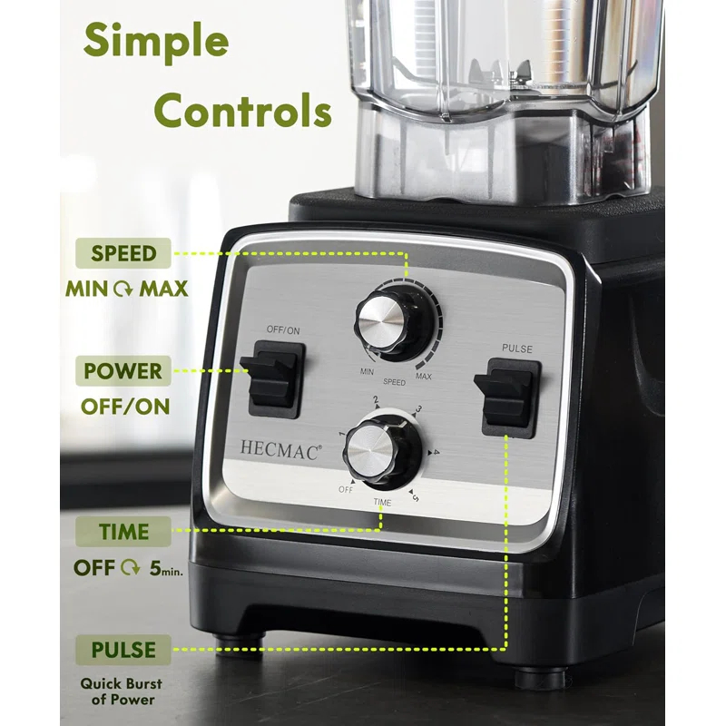 INKEDZ 3-Peak HP Blender - 2200W Max/1400W Rated, 68oz BPA-Free Pitcher, Easy to Use, Self-Clean, Tamper - Smoothies, Ice Crush, Frozen Drinks, Food Prep - Home & Commercial, 110V