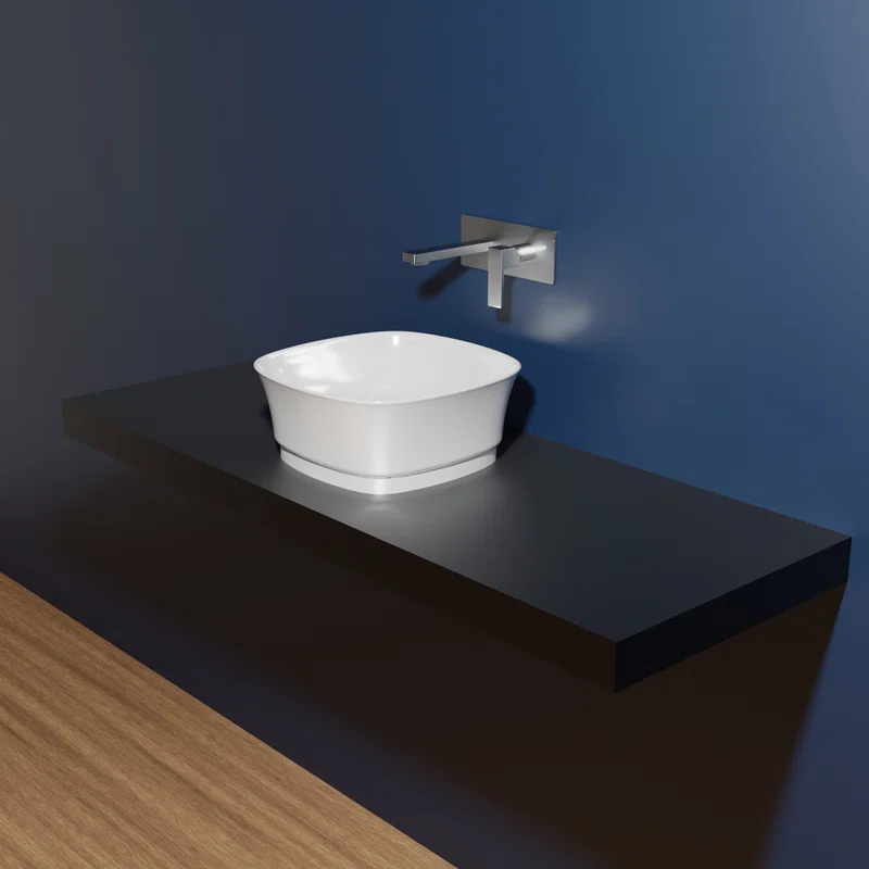 WS Bath Collections Mood 16.9'' Glossy White Ceramic Square Bathroom Sink