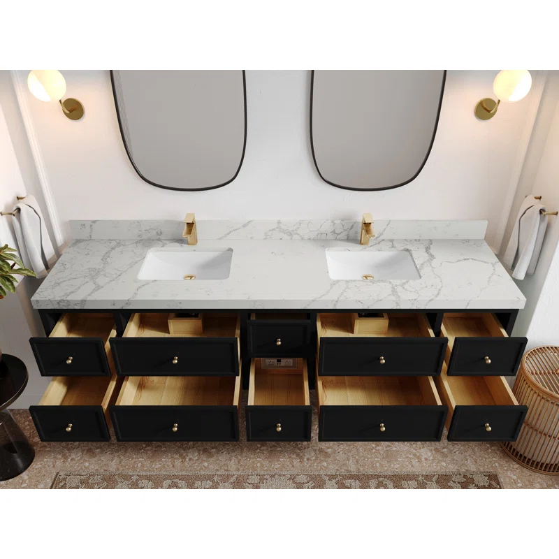 Willow Collections Roswell Floating 84'' Double Bathroom Vanity with Top