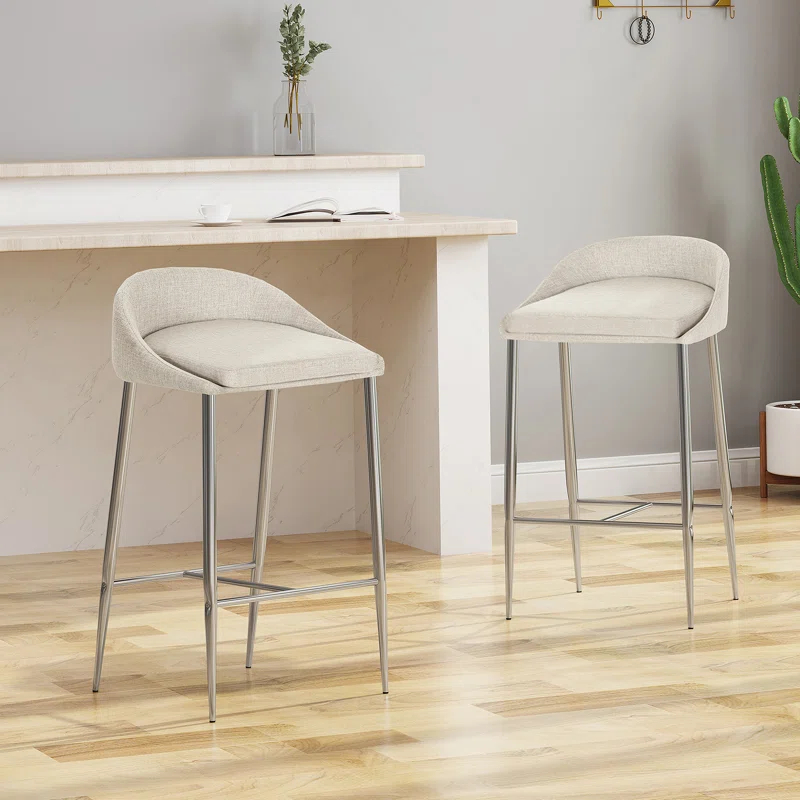 Ivy Bronx Modern&Simple Design Counter Stools Set of 2 – Upholstered Seats, Chrome-Finished Base for Kitchen Island or Breakfast Nook | Wayfair