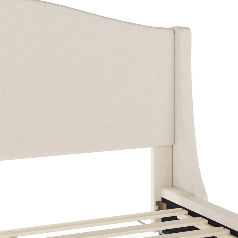 Martha Stewart Amelia Upholstered Platform Bed With Curved Headboard