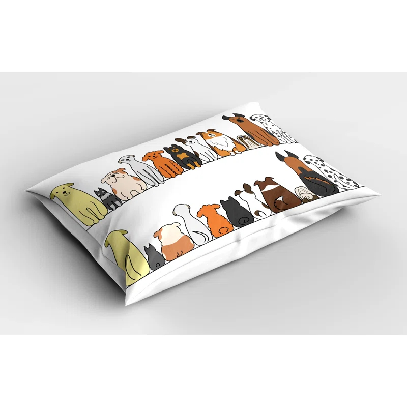 Ambesonne Ambesonne Dog Pillow Sham 2 Pack Dog Family in a Row Yellow Brown