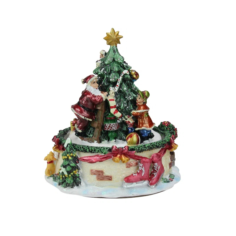 Northlight Seasonal 5.5" Musical Santa Claus and Christmas Tree Winter Scene Rotating Tabletop Decoration