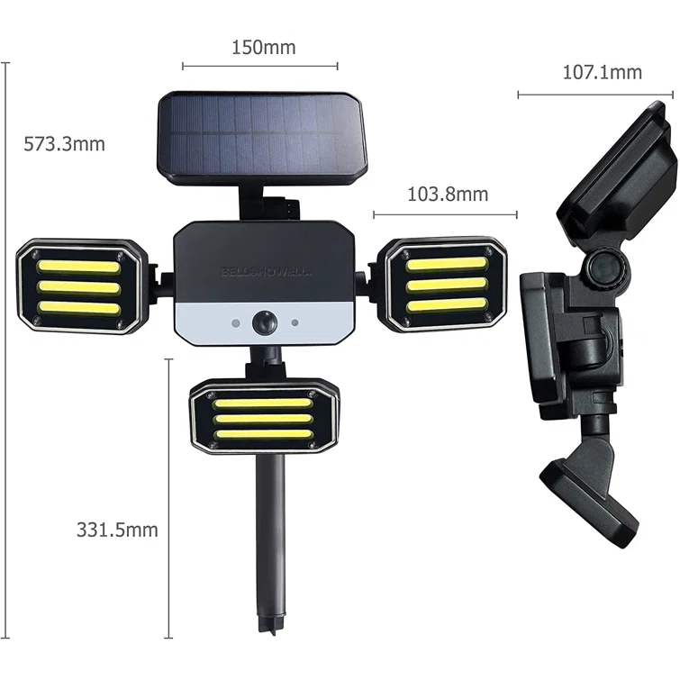 Bell + Howell Bell+Howell Bionic Solar Powered Floodlight with Remote Control, Wide Angle and Motion Activated