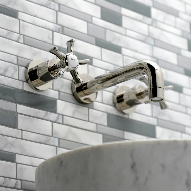 Kingston Brass Kingston Brass Hamilton Two-Handle 3-Hole Wall Mount Bathroom Faucet KS8126NX