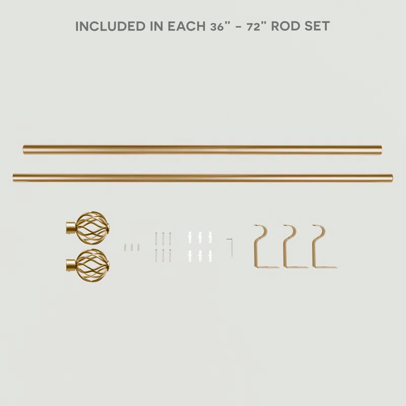 Red Barrel Studio® Exclusive Home Ogee 1" Curtain Rod and Coordinating Finial Set, Adjustable