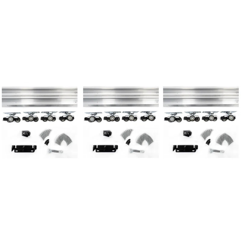 Villar Home Designs 3 Pack Heavy Duty Sliding Bypass Door Hardware KIT Set 72 Inch for Bypass Doors