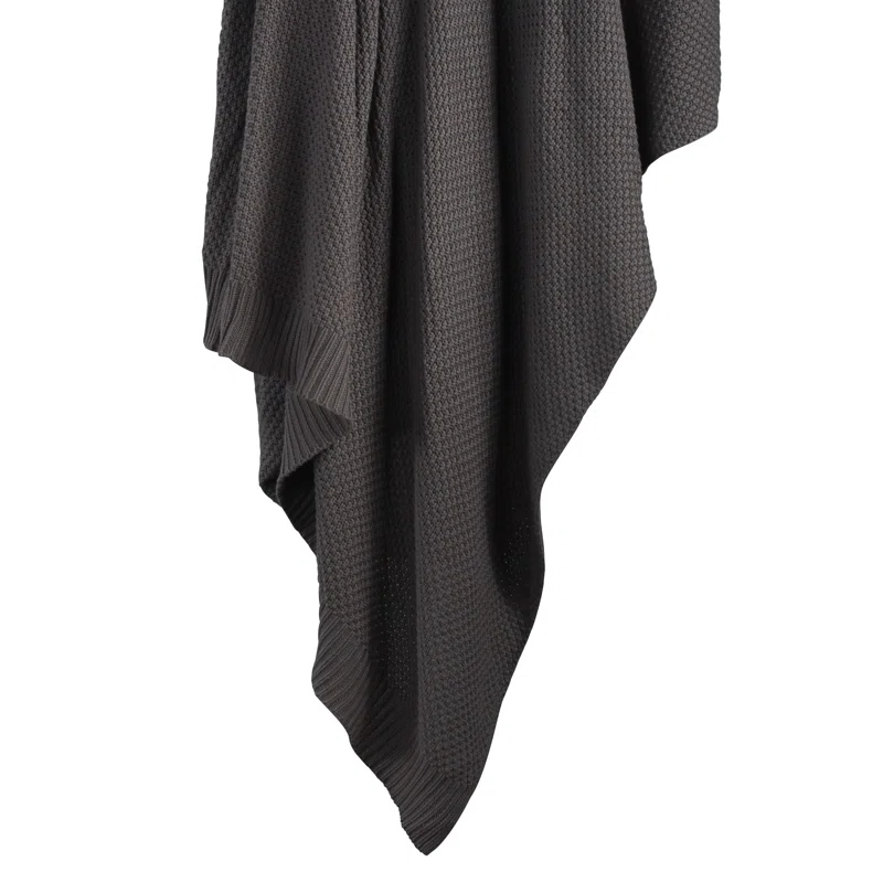 HiEnd Accents Cotton Cable Knit Solid Color Classic Chic Modern Rustic Throw Blanket