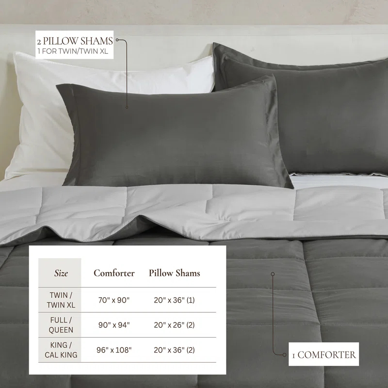 FreshFolds Reversible Microfiber Comforter Set with Shams
