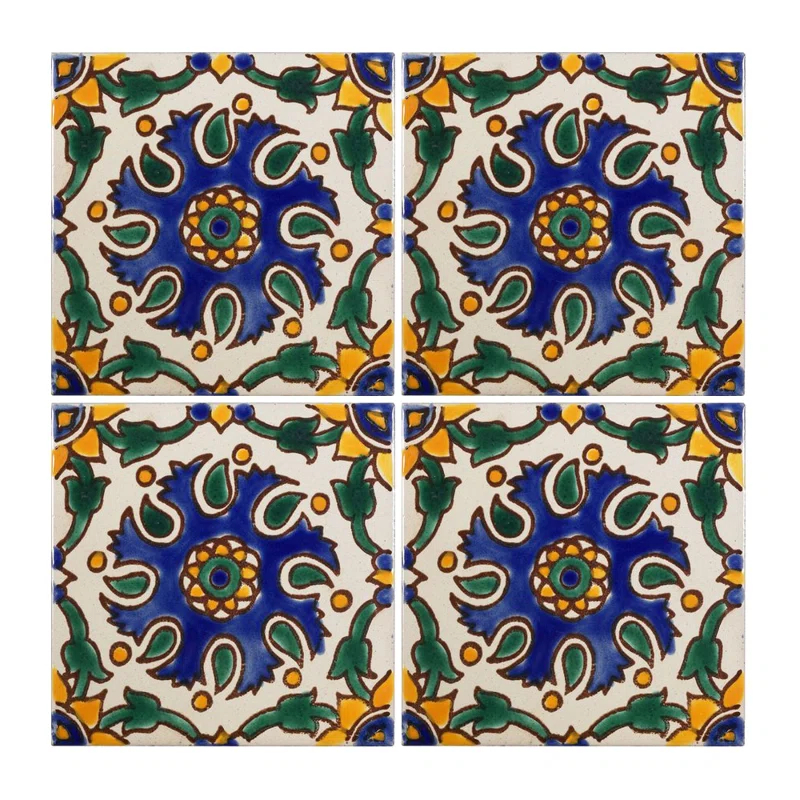 Casablanca Market Mediterranean 4'' x 4'' Hand Painted Ceramic Decorative Accent Tile