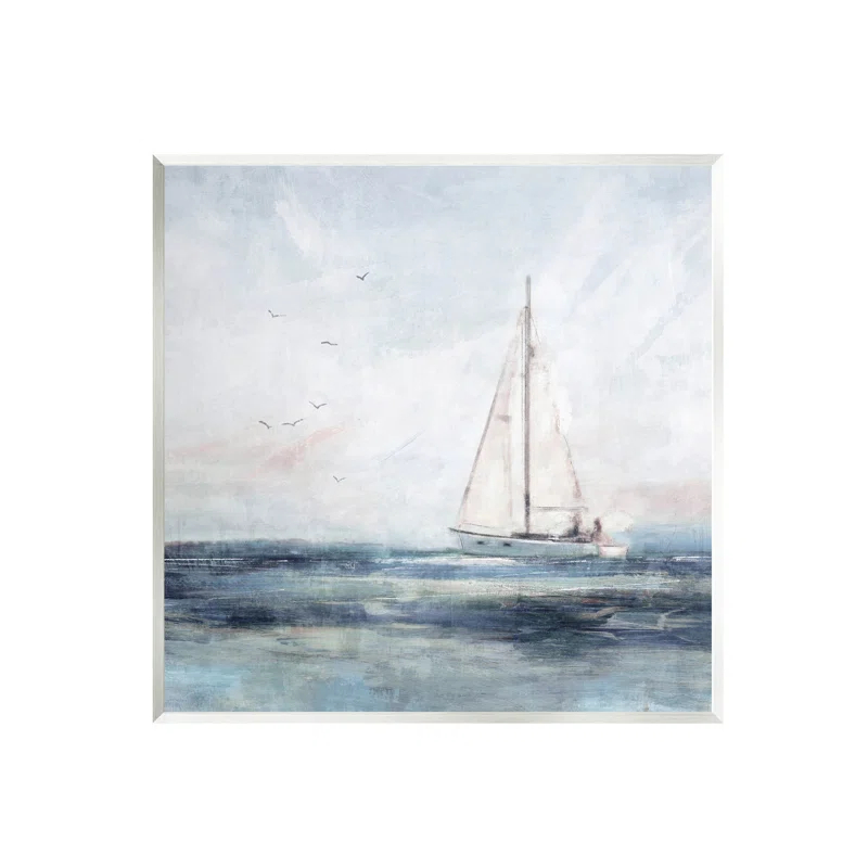 Stupell Industries " Nautical Sailboat Soaring Ocean Birds " by Nina Blue Painting Print