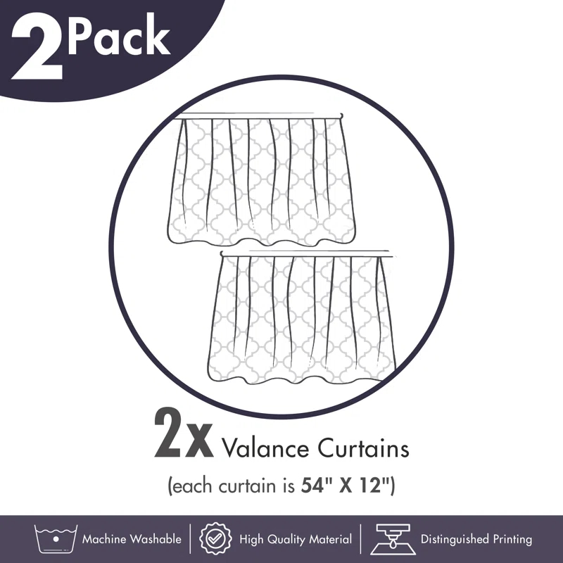 Ambesonne Geometric Valance Pack of 2 Colorful 3D Shapes