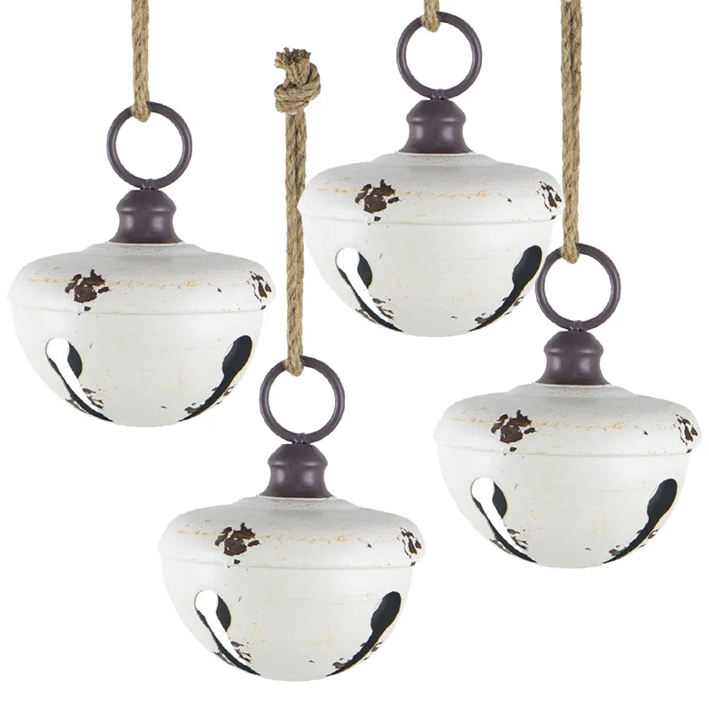 A&B Home Farmhouse Bell Ornament Set of 4 8.5"Dia. x 10" White (Set of 4)