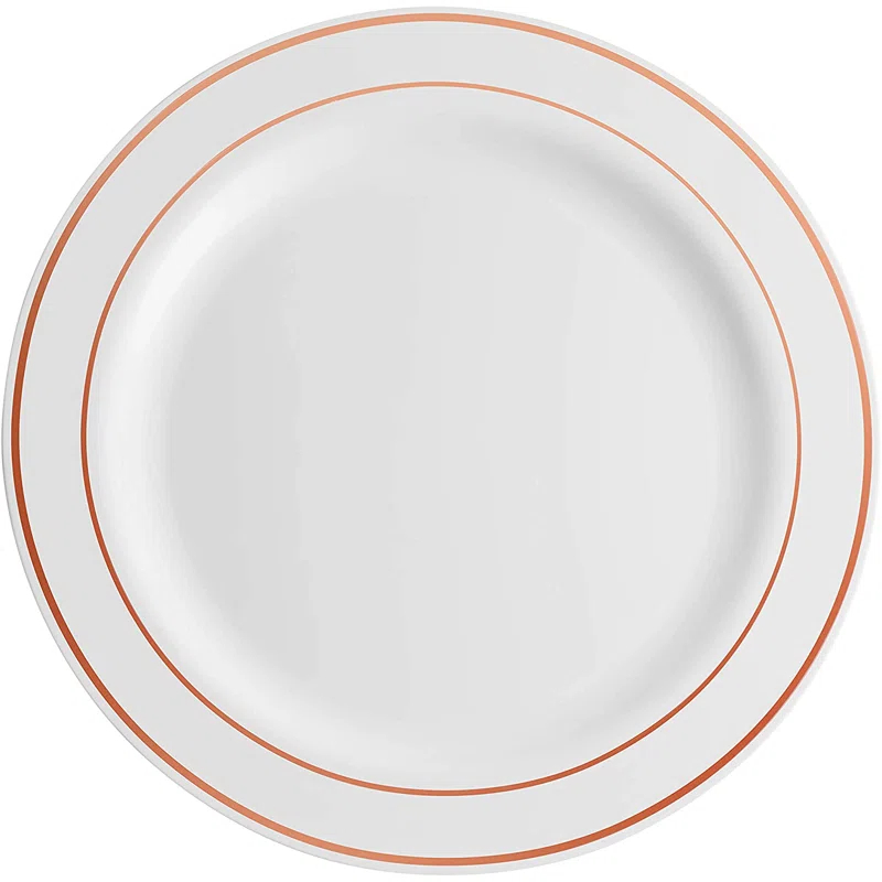 Munfix Rose Gold Rim Plastic Plates Party Supplies Kit for 50 Guests