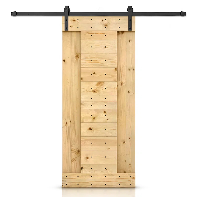 Calhome 84'' Solid Wood Paneled Painted with Installation Hardware Kit Barn Door