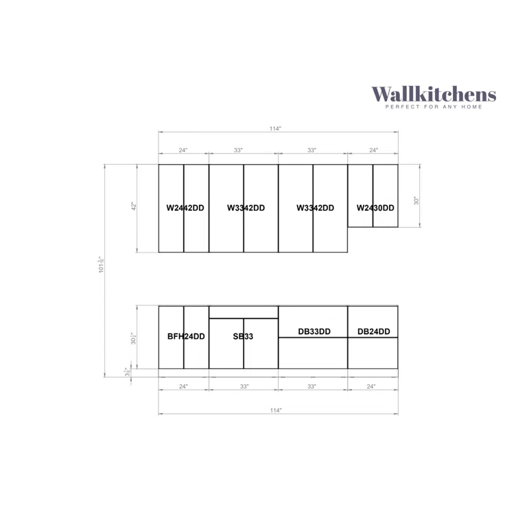 WALLKITCHENS FK-CONT 114'' W x 101'' H Medium Density Fiberboard (MDF) Kitchen Cabinet Set Ready-to-Assemble