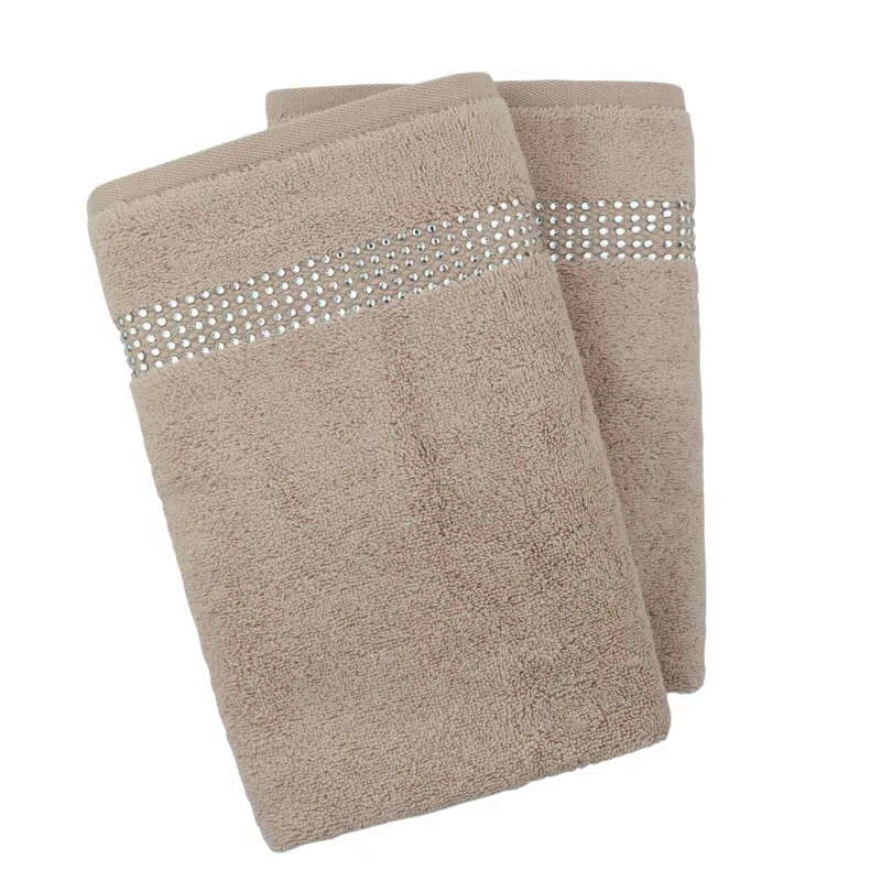 Sparkles Home Stripe Rhinestone Hand Towel (Set of 2)