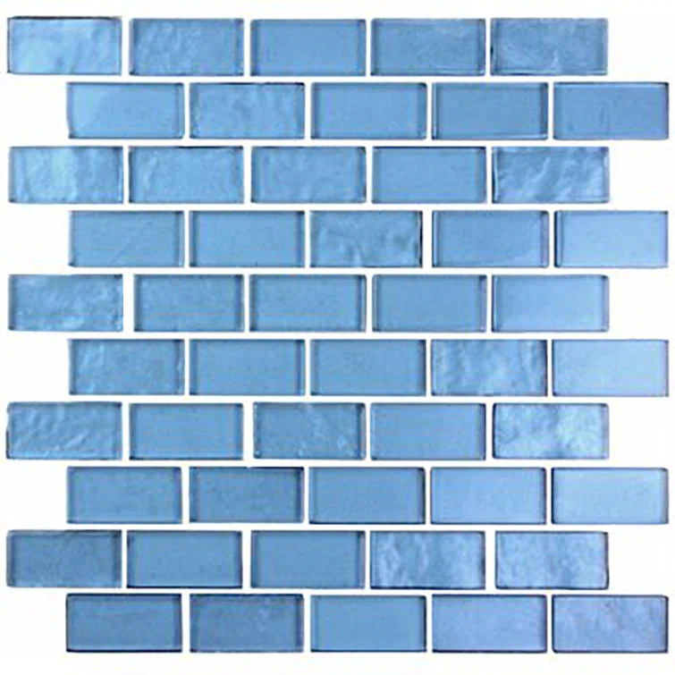 Abolos Landscape 1 in. x 2 in. Translucent Glass Plastic Face Mounted Brick Mosaic Designer Pool Tile