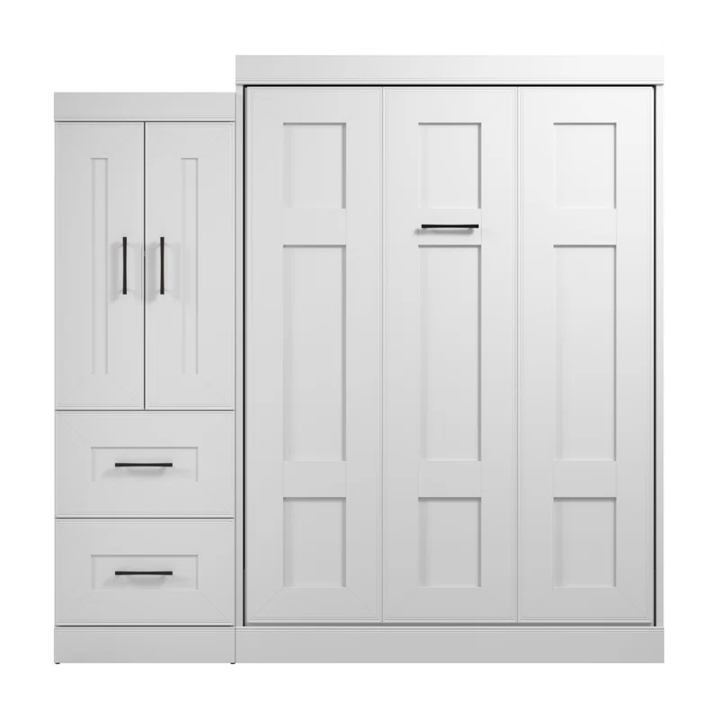 Bestar Edge Murphy Storage Bed and Shelving with Doors and Drawers