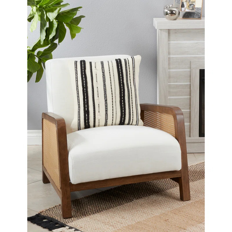 Saro Evelyn Collection Fringed Cotton Throw Pillow