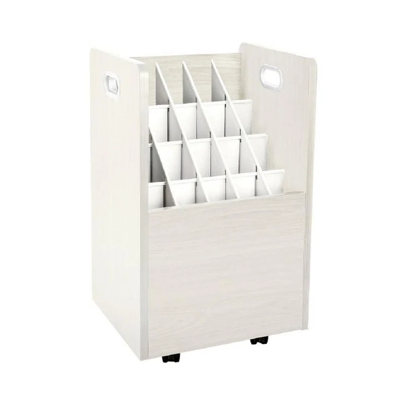 20-Slot Mobile Rolling Wood Blueprint Roll File Large Document Organizer