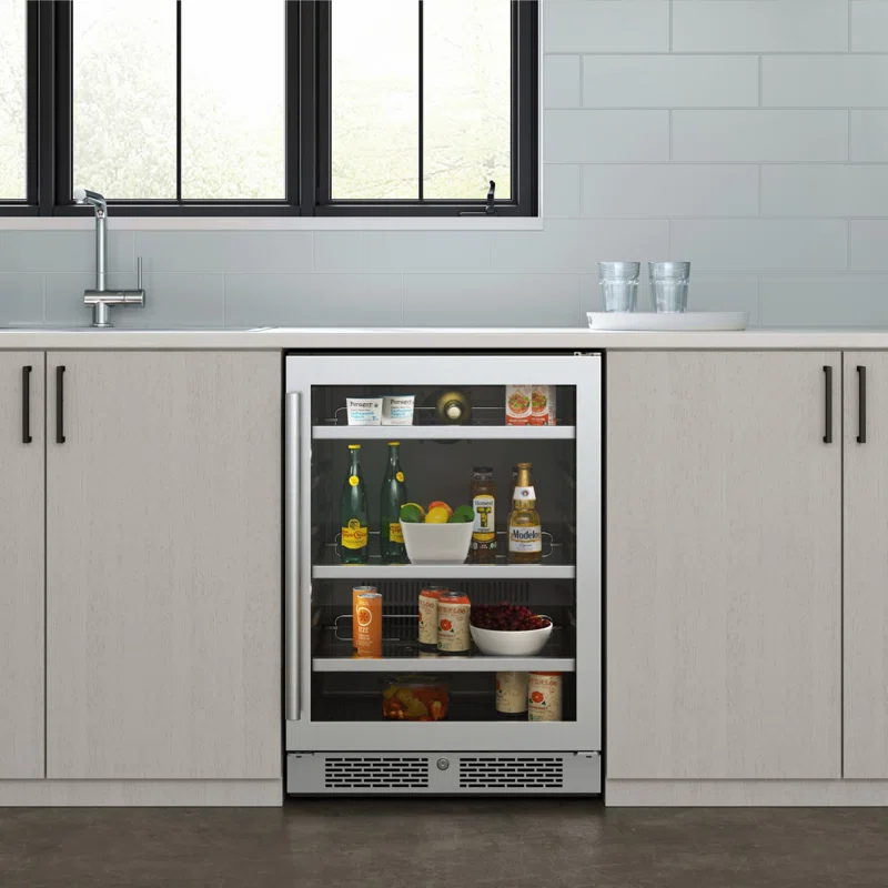 Avallon Avallon 23.8125'' W Convertible 140 Cans (12 oz.) Beverage Cooler with Glass Door