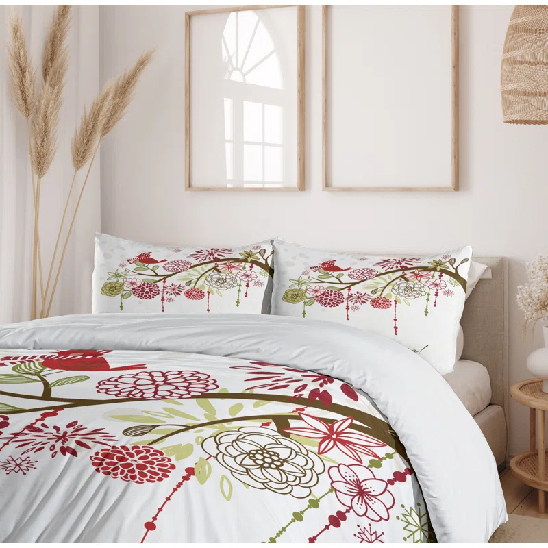 Christmas Farmhouse / Country Floral Duvet Cover Set
