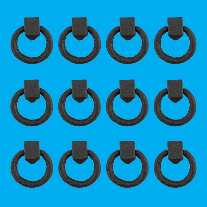 The Renovators Supply Inc. Wrought Iron Cabinet Gate Door Ring Pull Multipack (Set of 12)