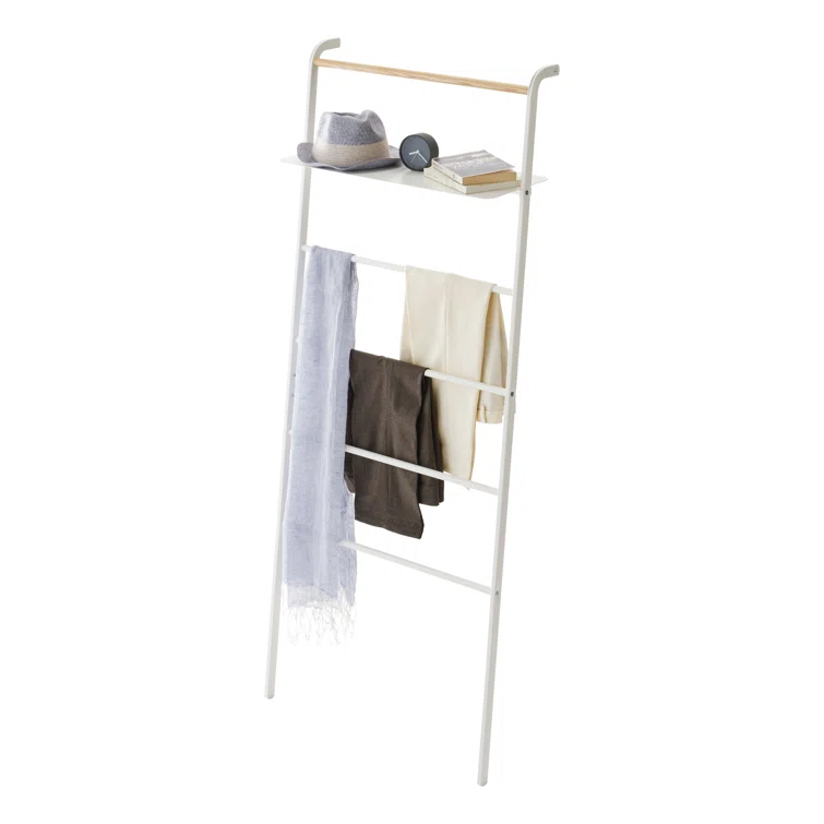 Yamazaki Home Leaning Ladder With Shelf, Space Saving, Steel