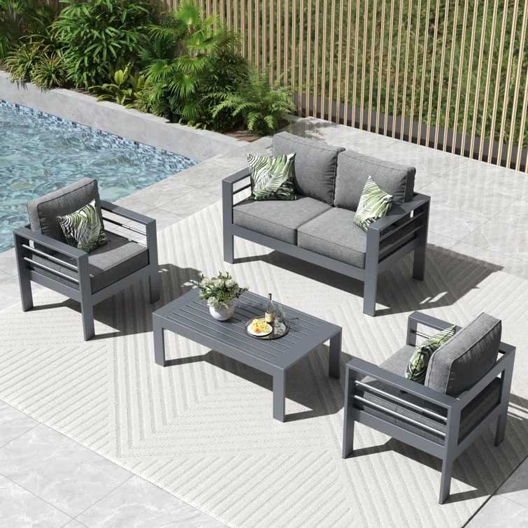 LayinSun Alturas Standalone Product 4 Piece Sofa Seating Group With Cushions