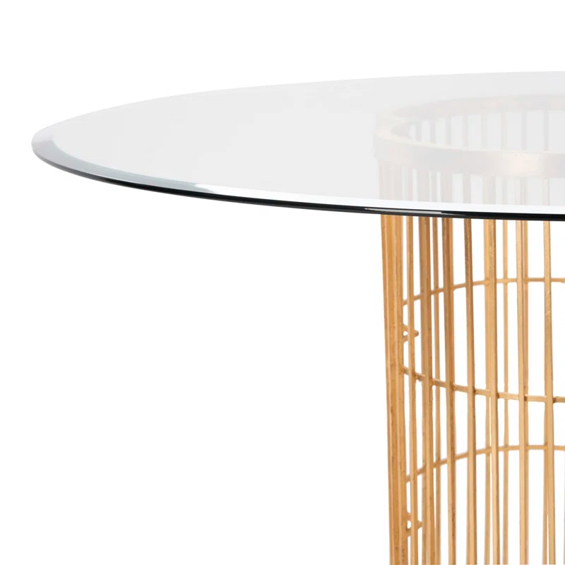 Safavieh Couture Noore Round Glass Top Metal Base Dining Table