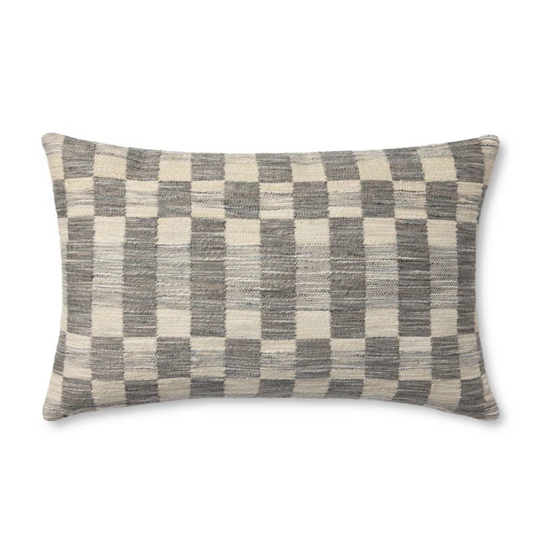 Adams Pillow by Amber Lewis x Loloi - Charcoal and Ivory / 13" x 21" / Polyester