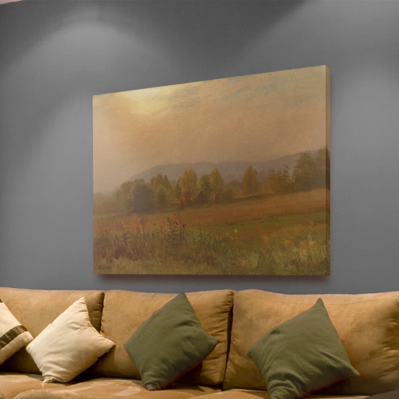 Trademark Fine Art "Autumn Landscape New England" by Albert Bierstadt Framed Painting Print on Wrapped Canvas