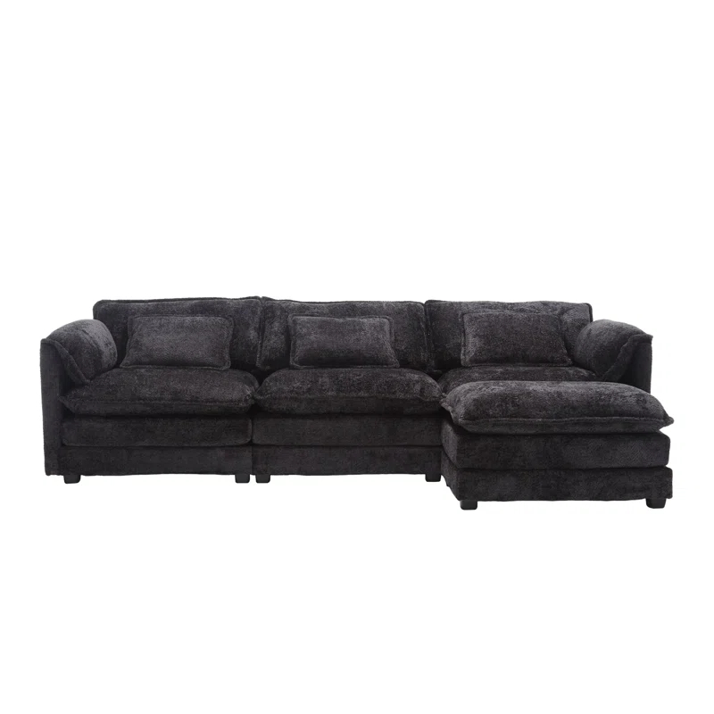 Latitude Run® Millan 112" L Shaped Modular Sectional Sofa with Ottoman & Memory Foam