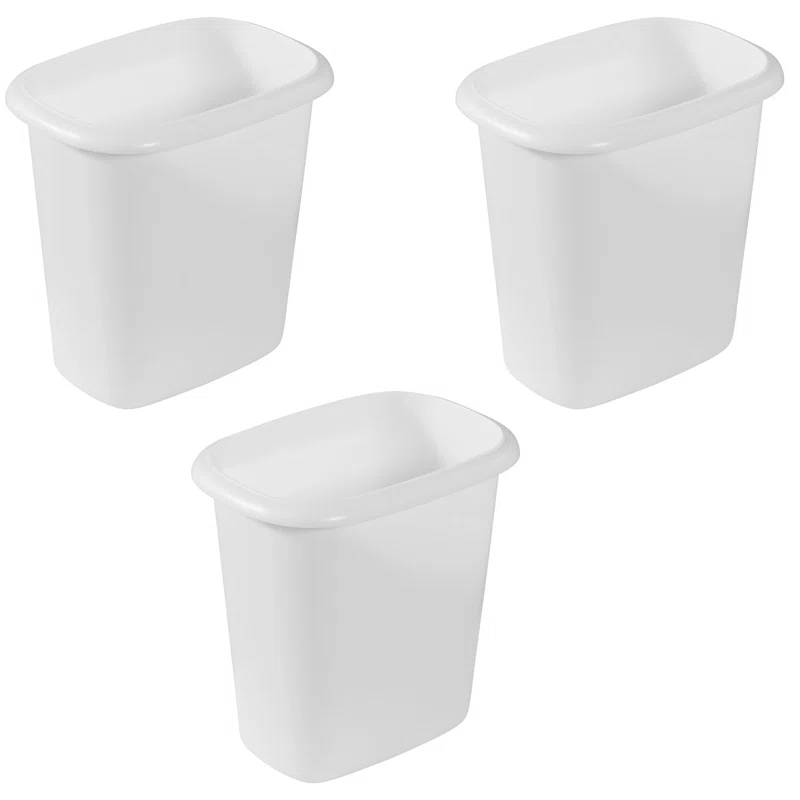 Rubbermaid Commercial Products Plastic Open Waste Basket - 1.5 Gallons (Set of 3)