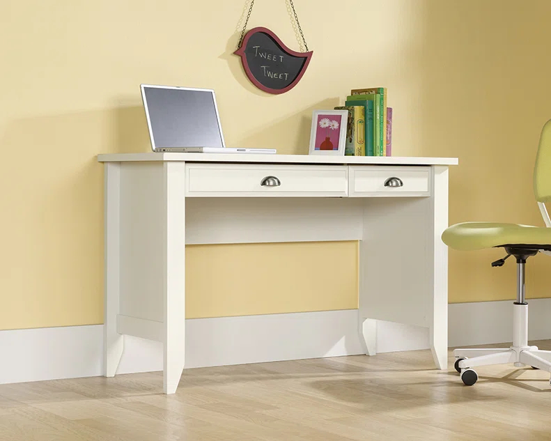 Inbox Zero Soft White Finish Computer Desk | Wayfair