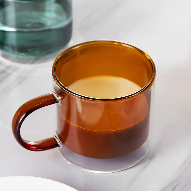 bacimi Bacimi Double Wall Insulated Coffee Mugs (set Of 4 / 9oz) - Clear Borosilicate Mug With Handle - Thermal Drinking Cups For Espresso, Cappuccino, Latte, Tea (Set of 4)