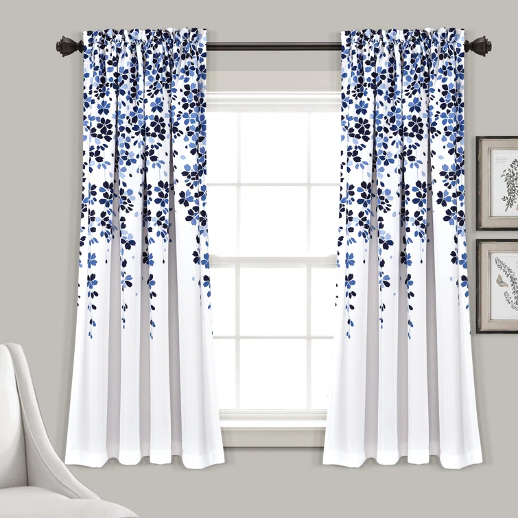 Lush Decor Weeping Flowers Polyester Room Darkening Curtain Pair (Set of 2)