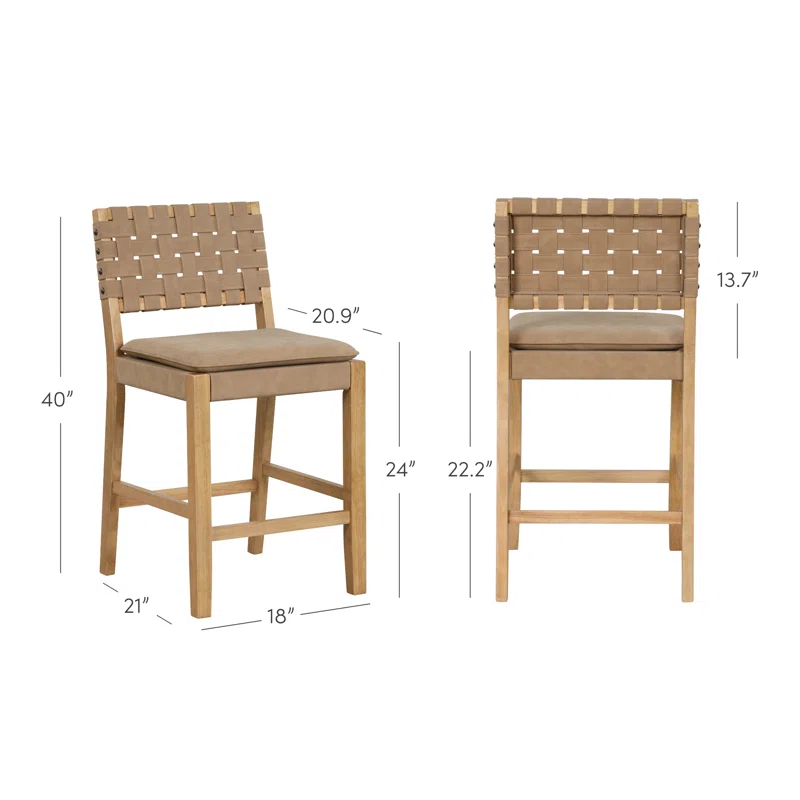 Arleatha Upholstered 24'' Counter Stool with Solid Wood Frame