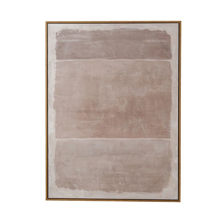 Taupe and Grey Abstract Canvas Painting with Firwood Frame
