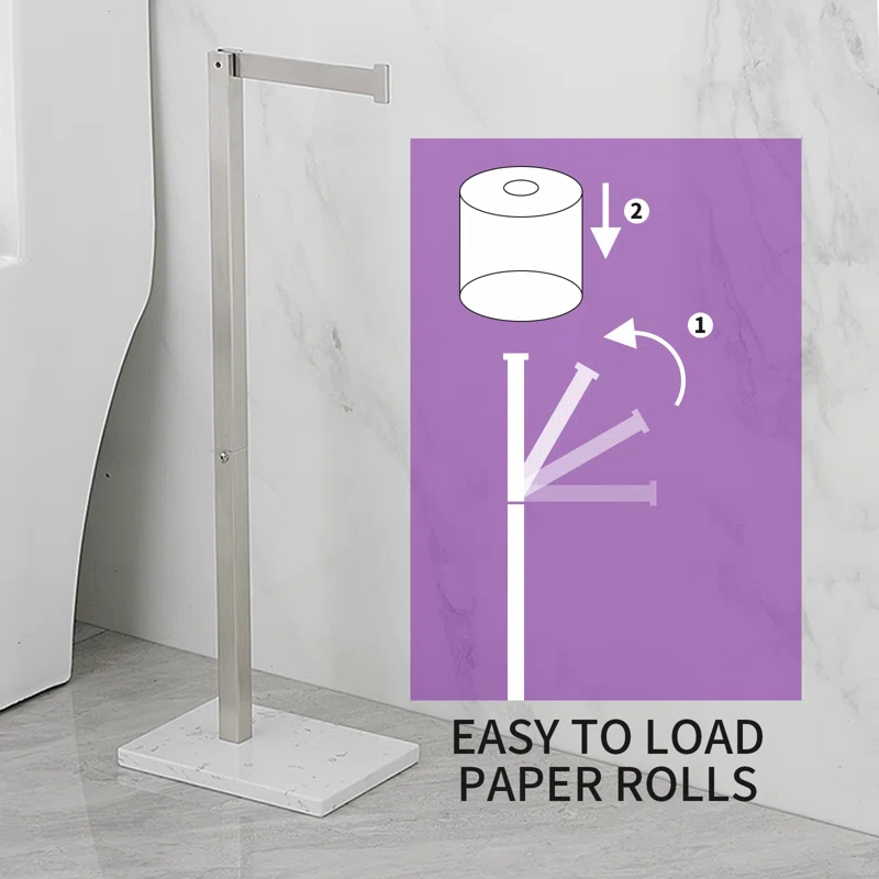 Free Standing Toilet Paper Holder with Weighted Base