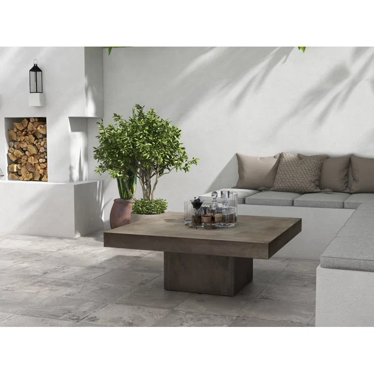 AllModern Kareen Concrete Pedestal Coffee Table & Reviews | AllModern