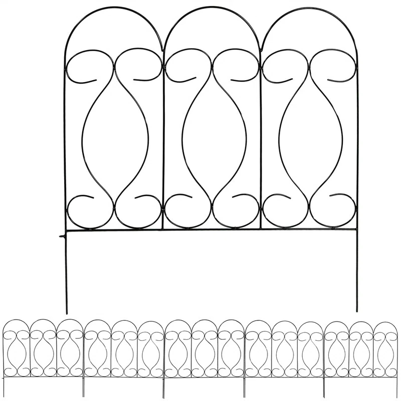 SunnyDaze Decor Traditional 24" x 24" Steel Decorative Garden Fence Panels (Set of 5)