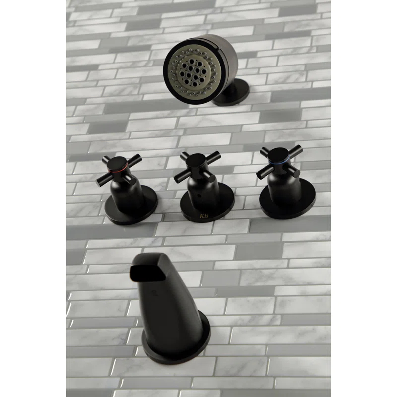 Kingston Brass Concord Triple-Handle Tub and Shower Faucet